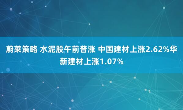 蔚莱策略 水泥股午前普涨 中国建材上涨2.62%华新建材上涨1.07%