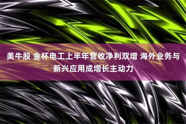美牛股 金杯电工上半年营收净利双增 海外业务与新兴应用成增长主动力