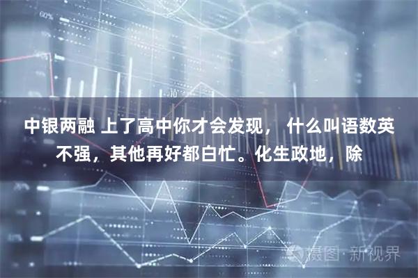 中银两融 上了高中你才会发现， 什么叫语数英不强，其他再好都白忙。化生政地，除