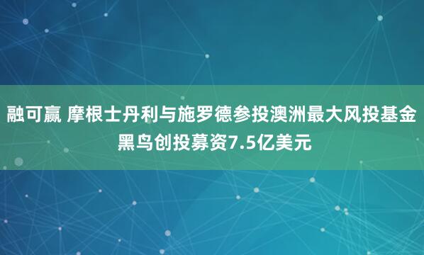 融可赢 摩根士丹利与施罗德参投澳洲最大风投基金 黑鸟创投募资7.5亿美元